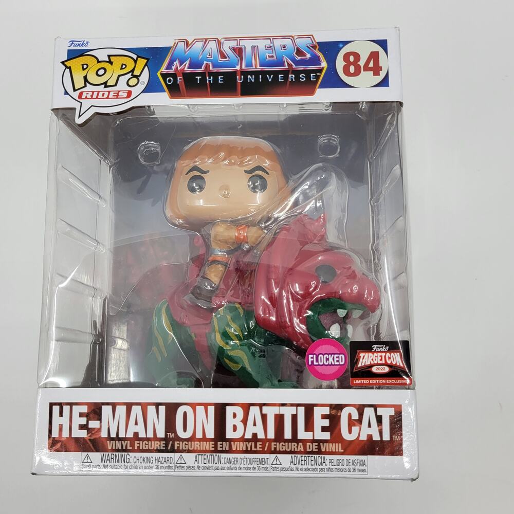 Funko pop! Rides, Master of the Universe, He-Man on Battle Cat, Flocked #84 New